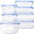 Amazon Basics Glazen vershoudpotjes, met deksels, 20-delige set (10 potjes en 10 deksels) BPA-vrij, transparant en blauw